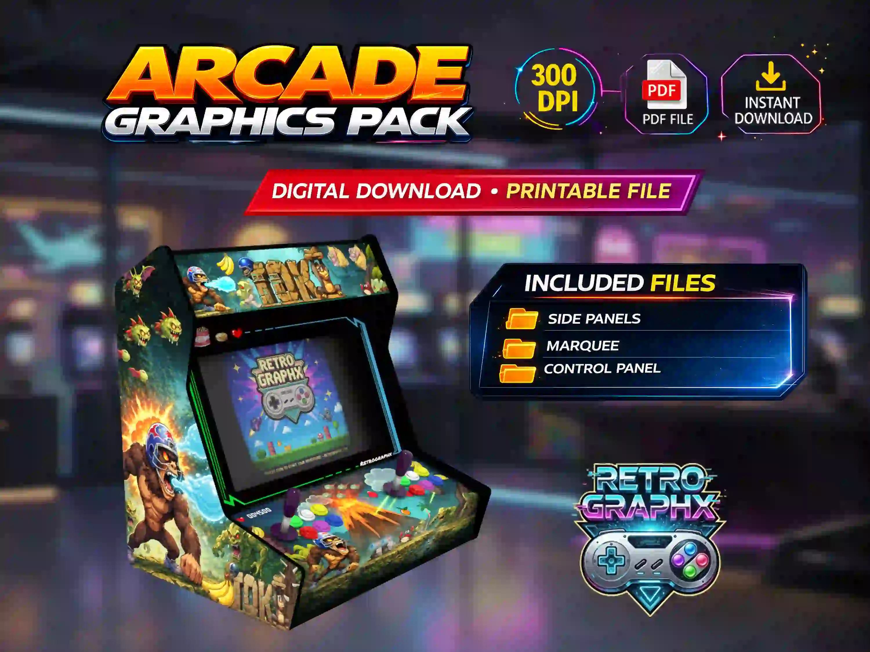 Toki arcade Design Bartop| Fichiers digitaux PDF PSD